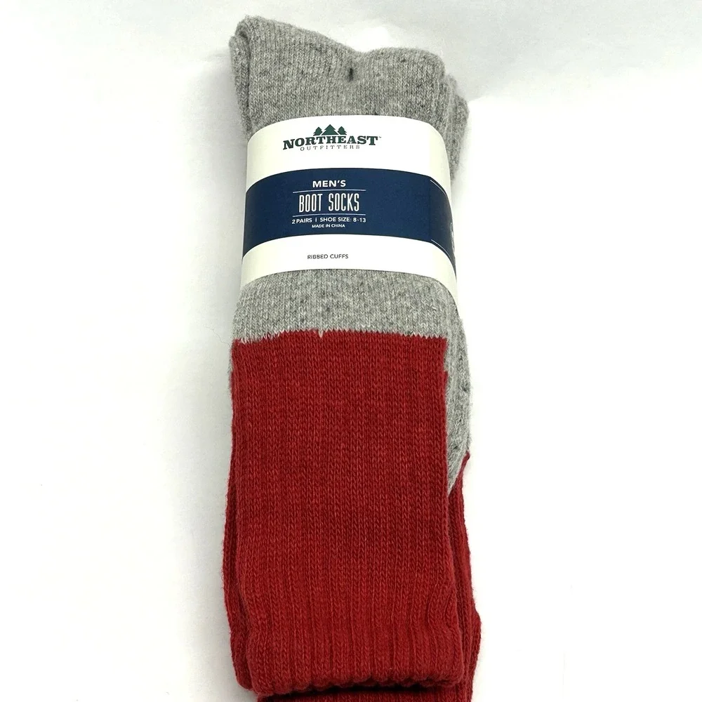 Northeast Outfitters Neo Basic Boot Large Grey Men's 2 Pairs 8-13 Socks (H5)